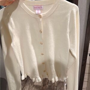 Paris Hilton Ivory Cardigan with Gold Heart Buttons